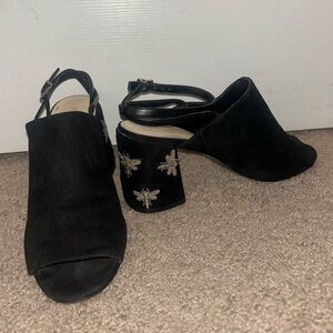 Elegant Black Women's Shoes with Embellished Heels